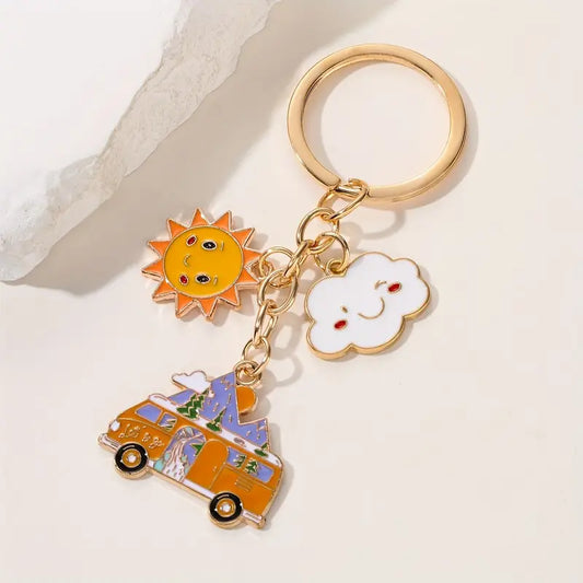 Volkswagen Bus + Moon Keychain